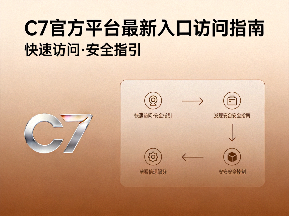 C7官网指南页面顶部配图：米棕色渐变背景上的C7官方平台标识与入口访问信息示意图形